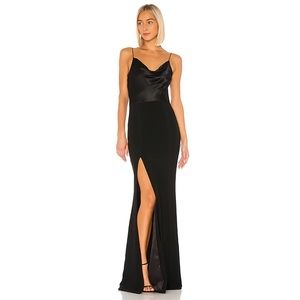 Cinq a Sept Ana Silk Charmeuse-Paneled Crepe Gown, Black, Size 0